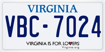 VA license plate VBC7024