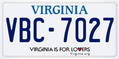 VA license plate VBC7027