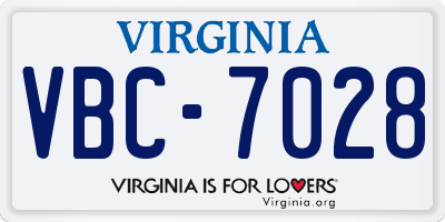 VA license plate VBC7028