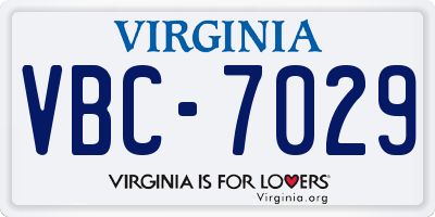 VA license plate VBC7029