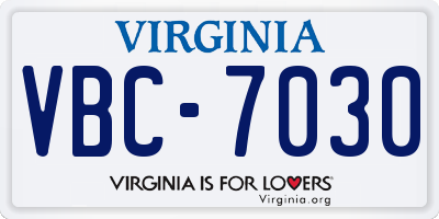 VA license plate VBC7030