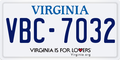 VA license plate VBC7032