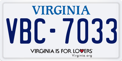 VA license plate VBC7033