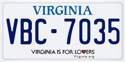 VA license plate VBC7035