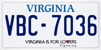 VA license plate VBC7036