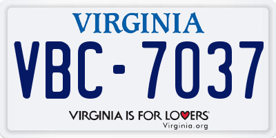 VA license plate VBC7037