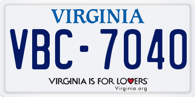 VA license plate VBC7040