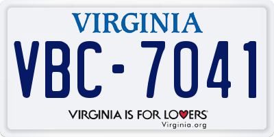VA license plate VBC7041