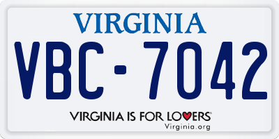 VA license plate VBC7042