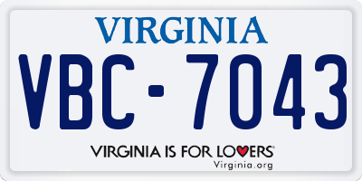 VA license plate VBC7043