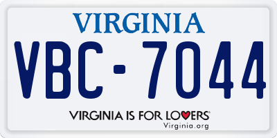 VA license plate VBC7044