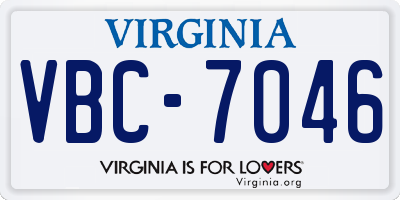 VA license plate VBC7046