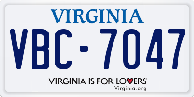 VA license plate VBC7047
