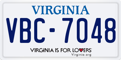 VA license plate VBC7048
