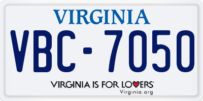 VA license plate VBC7050
