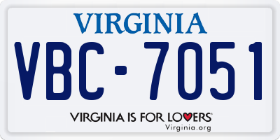 VA license plate VBC7051