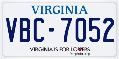 VA license plate VBC7052