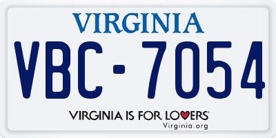 VA license plate VBC7054