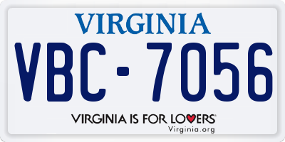 VA license plate VBC7056