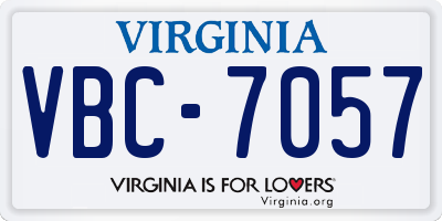 VA license plate VBC7057