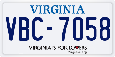 VA license plate VBC7058
