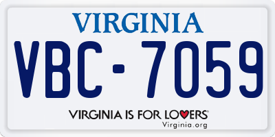 VA license plate VBC7059