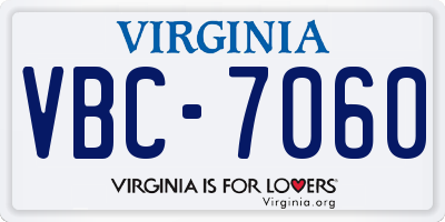 VA license plate VBC7060