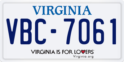 VA license plate VBC7061