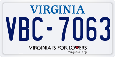 VA license plate VBC7063