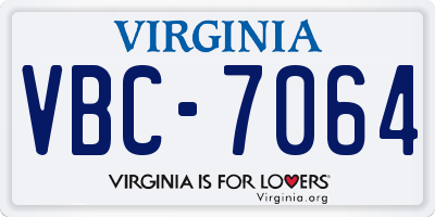 VA license plate VBC7064