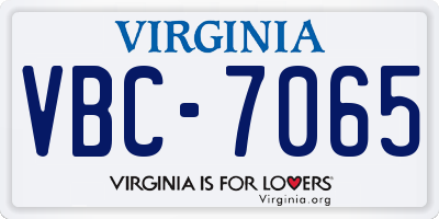 VA license plate VBC7065