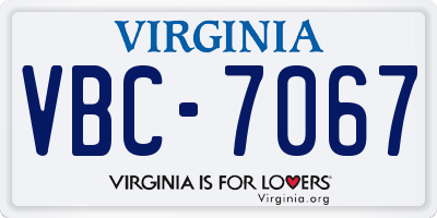 VA license plate VBC7067