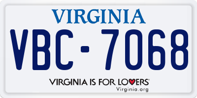VA license plate VBC7068