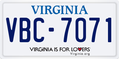 VA license plate VBC7071