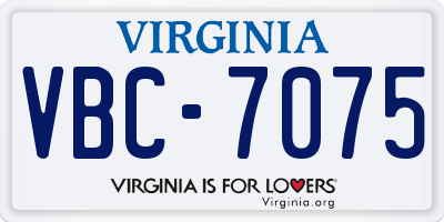 VA license plate VBC7075