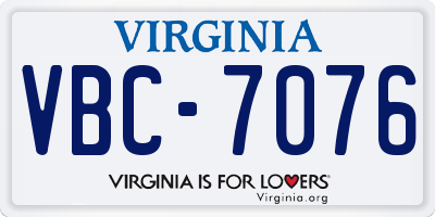 VA license plate VBC7076