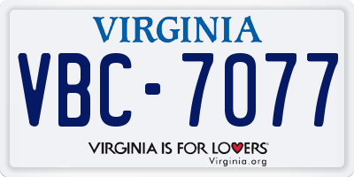 VA license plate VBC7077