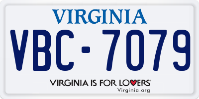 VA license plate VBC7079