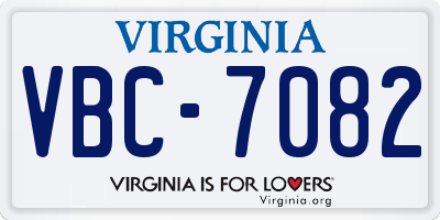 VA license plate VBC7082