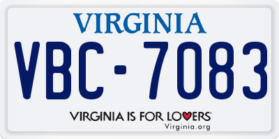 VA license plate VBC7083