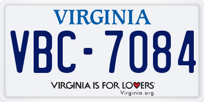 VA license plate VBC7084