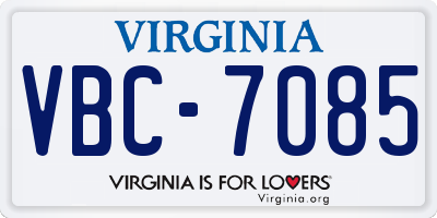 VA license plate VBC7085