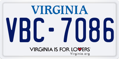 VA license plate VBC7086