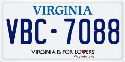 VA license plate VBC7088
