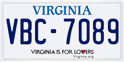 VA license plate VBC7089