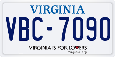 VA license plate VBC7090
