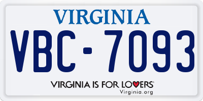 VA license plate VBC7093