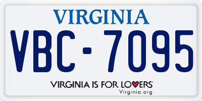 VA license plate VBC7095