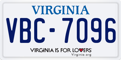 VA license plate VBC7096
