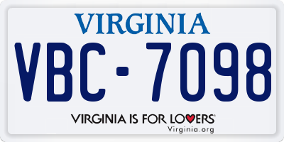 VA license plate VBC7098